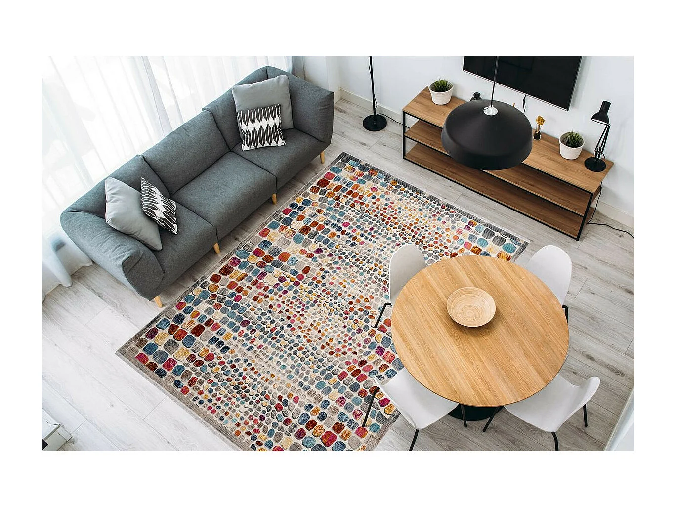 Tapis Motif Pierres Colorées "Anouk" Multicolore 120 x 170 cm