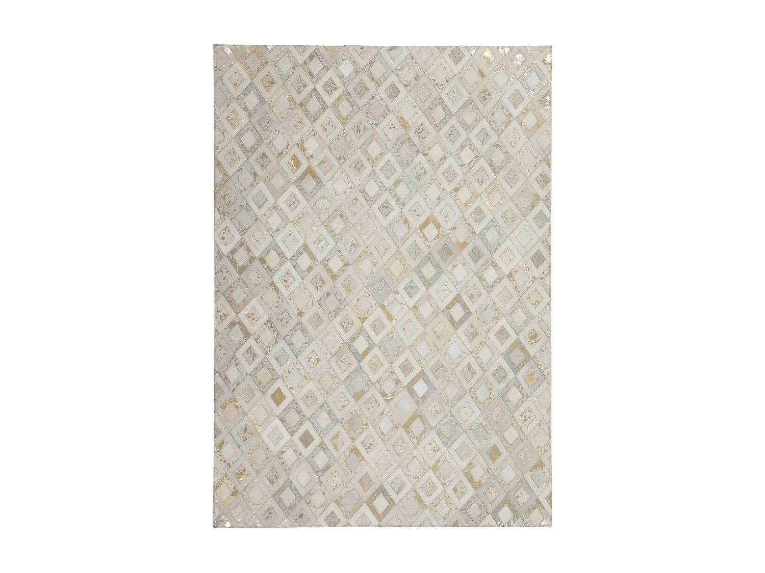 Tapis en Cuir Effet Métallique "Spark" Ivoire & Or 80 x 150 cm