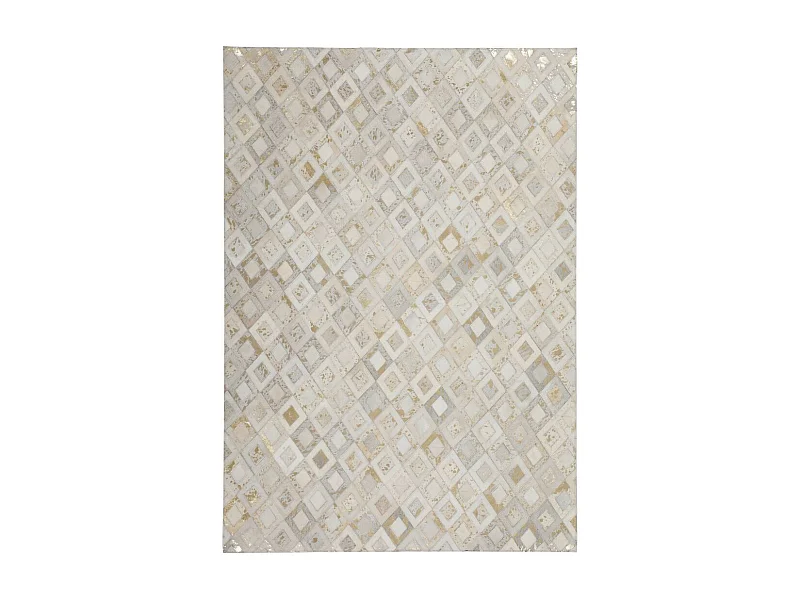 Tapis en Cuir Effet Métallique "Spark" Ivoire & Or 80 x 150 cm
