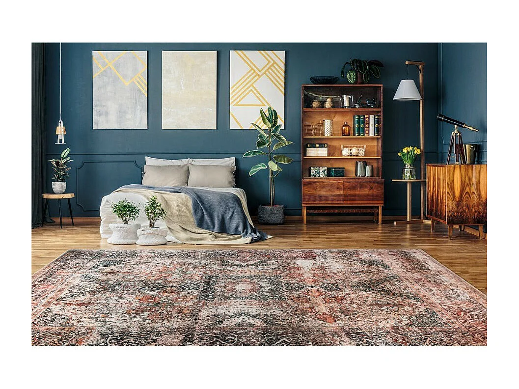 Tapis Tissé Vintage à Poils Plats "Saphira" Beige 80 x 150 cm