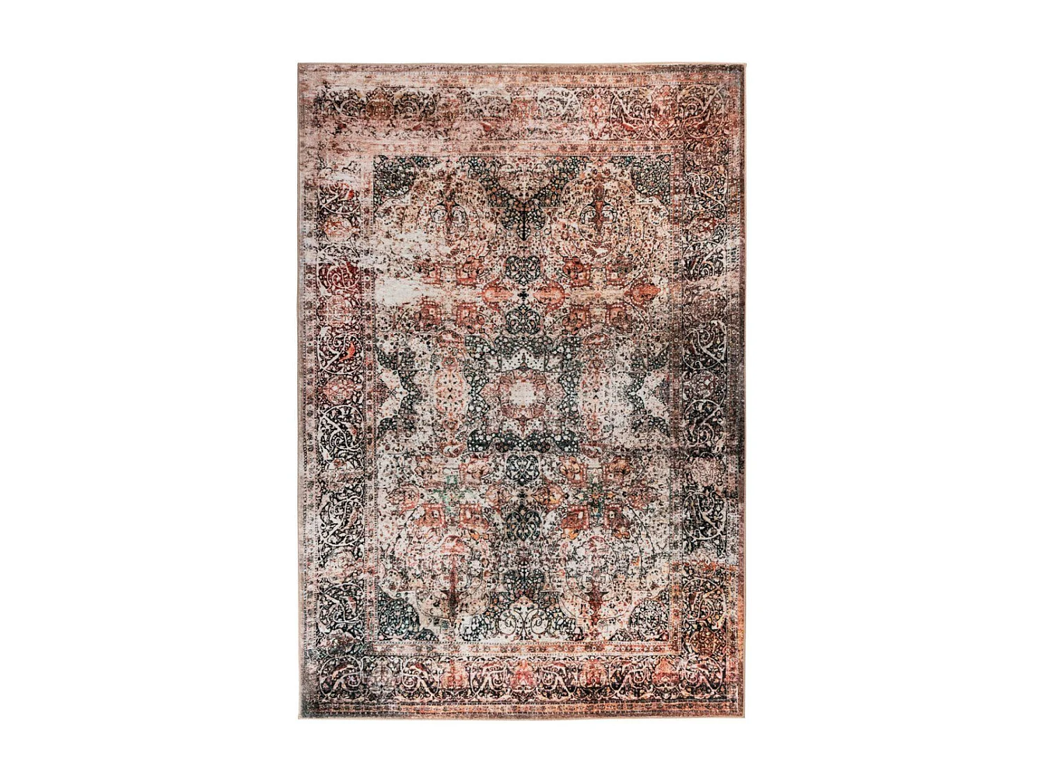 Tapis Tissé Vintage à Poils Plats "Saphira" Beige 80 x 150 cm