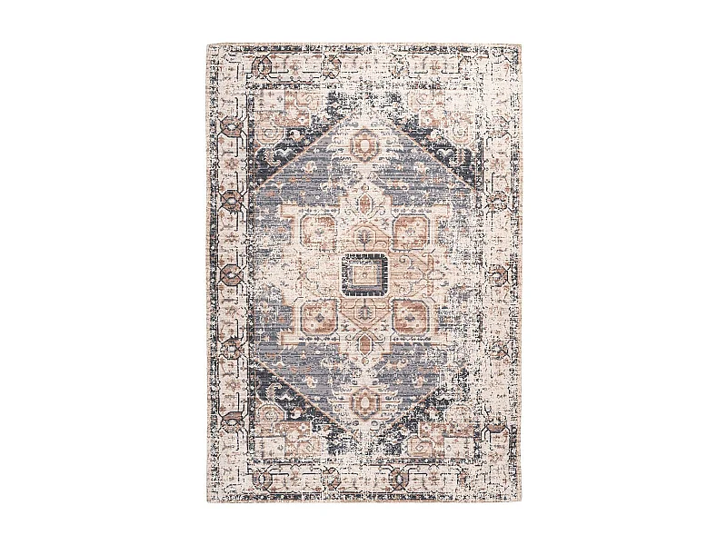 Tapis Vintage à Poils Courts "Indiana I" Gris & Marron 120 x 170 cm