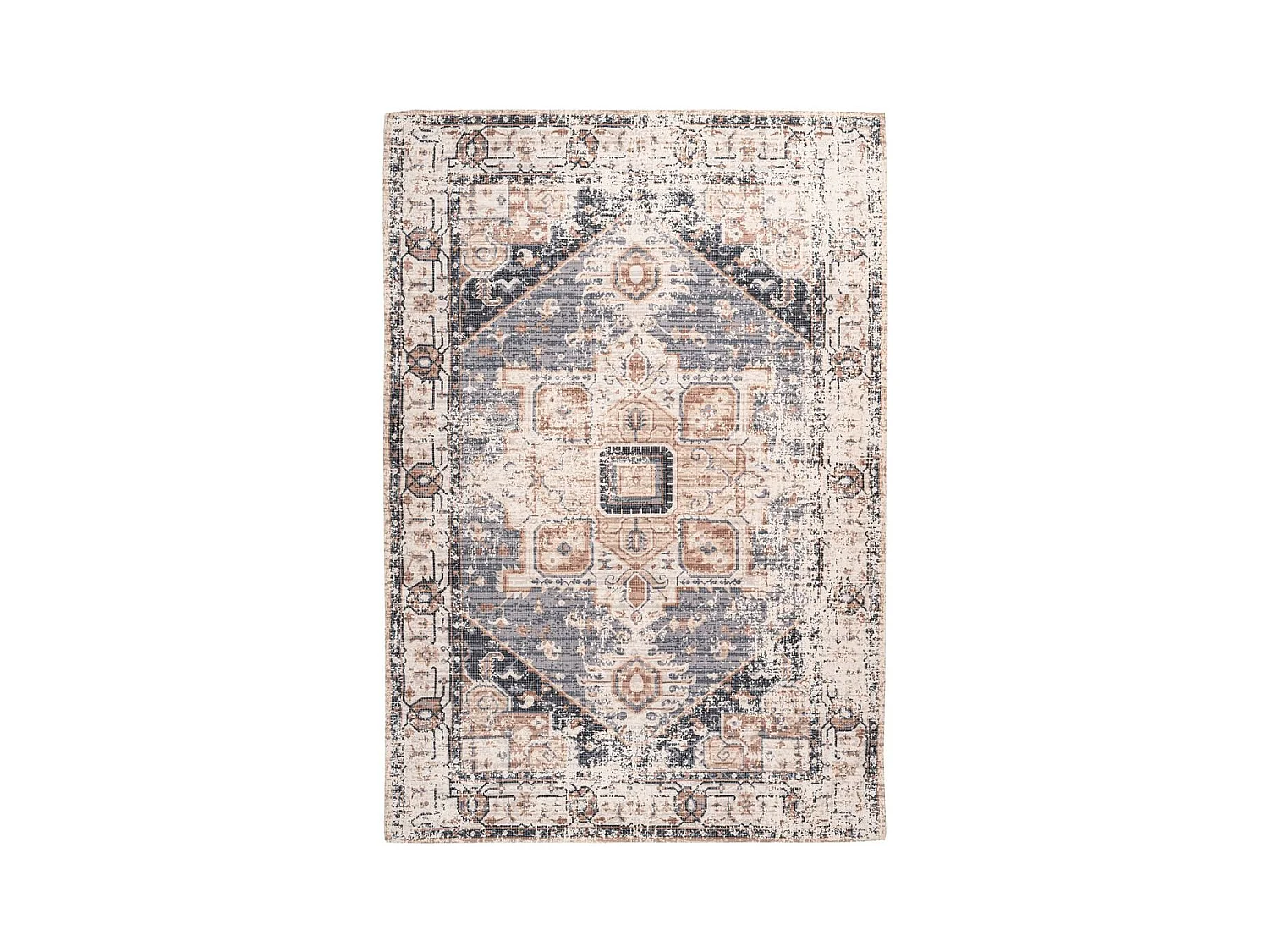 Tapis Vintage à Poils Courts "Indiana I" Gris & Marron 120 x 170 cm