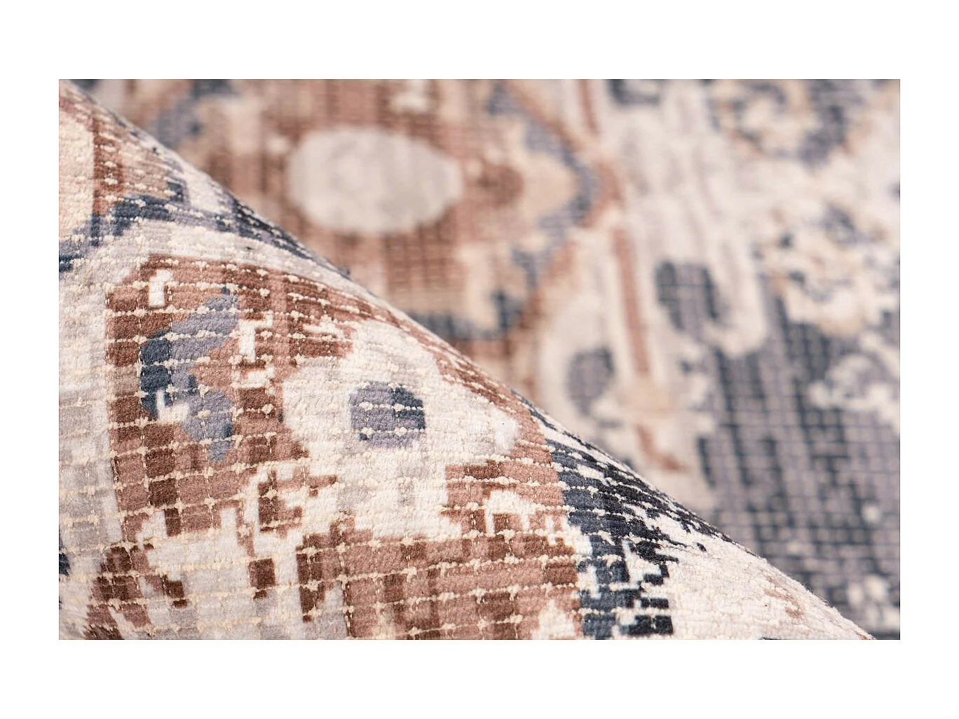 Tapis Vintage à Poils Courts "Indiana I" Gris & Marron 120 x 170 cm