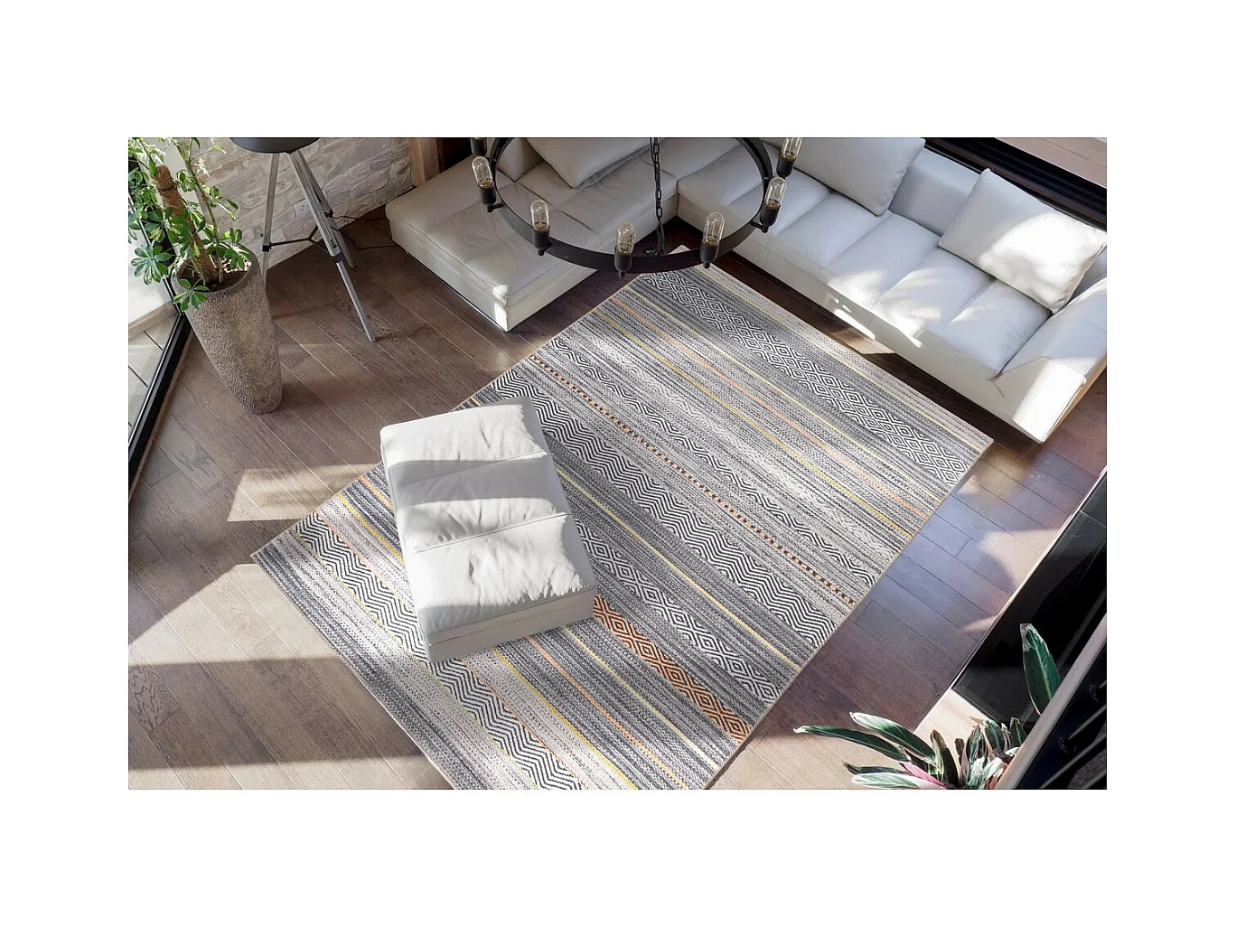 Tapis Tissé Rayé Vintage à Motifs "Faye" Multicolore 75 x 150 cm