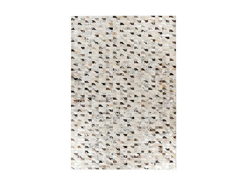 Tapis Fait Main en Cuir "Lavin V" Argent & Multicolore 80 x 150 cm