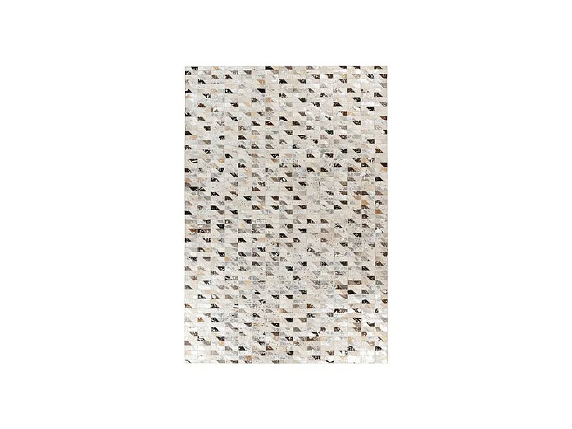 Tapis Fait Main en Cuir "Lavin V" Argent & Multicolore 80 x 150 cm