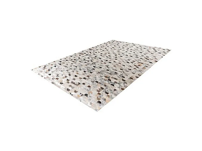 Tapis Fait Main en Cuir "Lavin V" Argent & Multicolore 80 x 150 cm