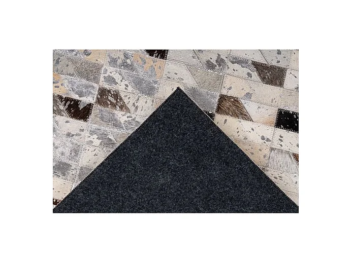 Tapis Fait Main en Cuir "Lavin V" Argent & Multicolore 80 x 150 cm