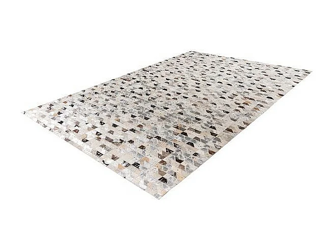 Tapis Fait Main en Cuir "Lavin V" Argent & Multicolore 80 x 150 cm