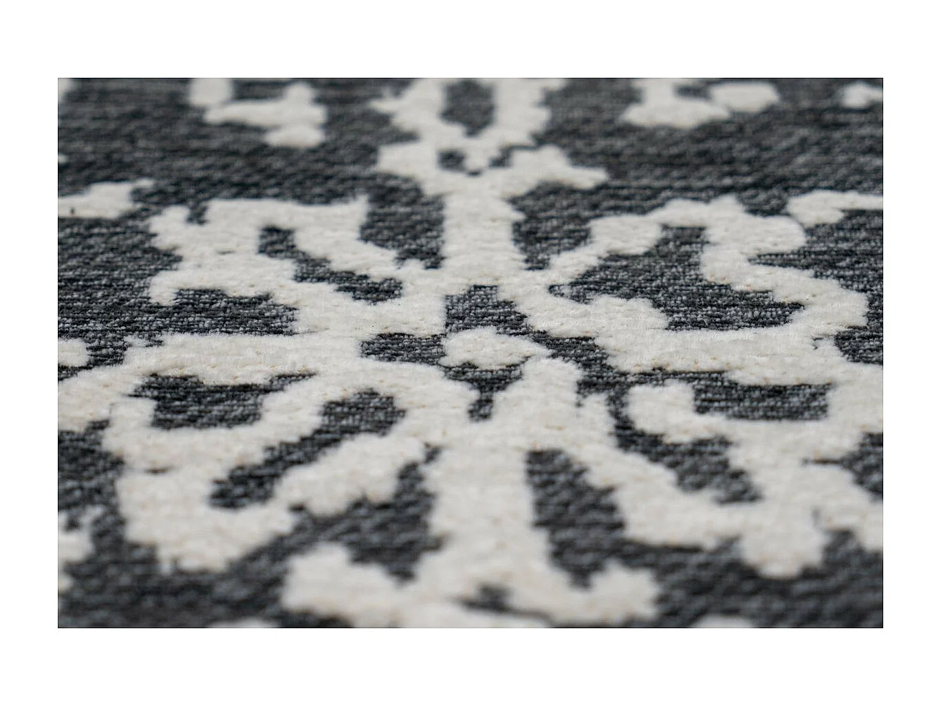 Tapis Jacquard Vintage "River" Gris & Anthracite 80 x 150 cm