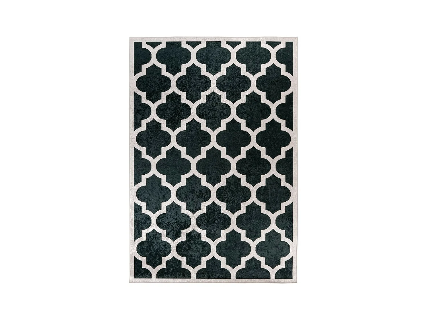 Tapis Imprimé à Poils Courts "Sally" Noir & Crème 80 x 150 cm