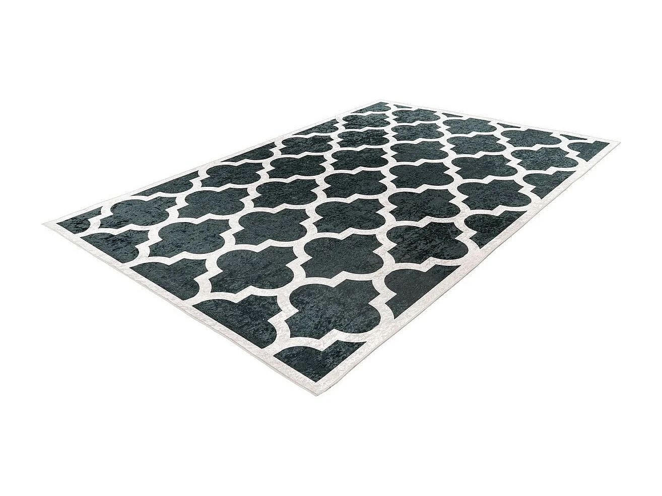 Tapis Imprimé à Poils Courts "Sally" Noir & Crème 80 x 150 cm