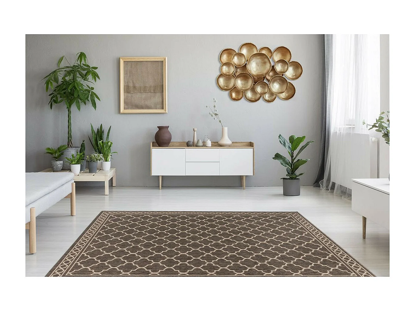 Tapis à Motifs à Poils Plats "Splash" Marron 80 x 150 cm