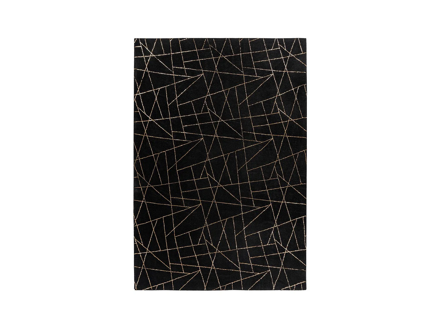 Tapis Géométrique à Poils Longs "Bijou" Noir & Or 160 x 230 cm