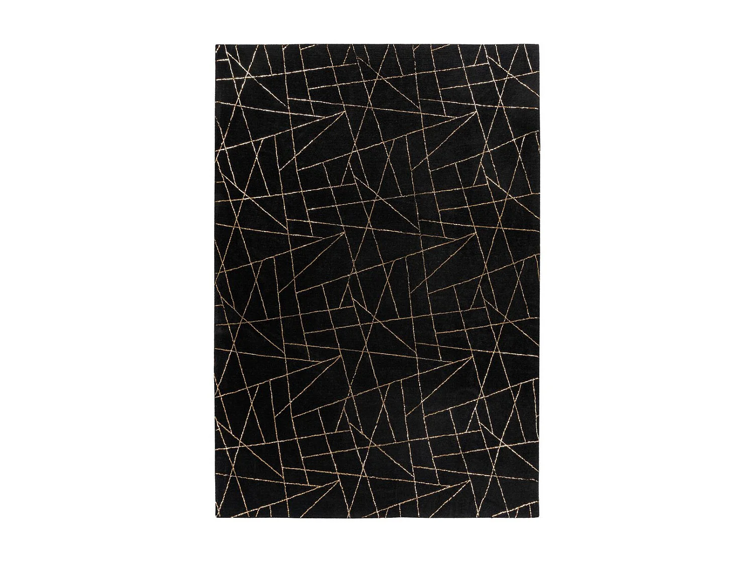 Tapis Géométrique à Poils Longs "Bijou" Noir & Or 160 x 230 cm