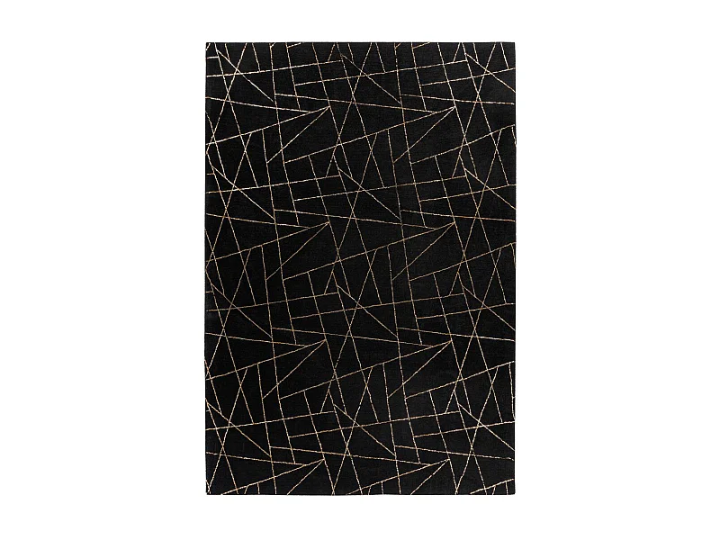 Tapis Géométrique à Poils Longs "Bijou" Noir & Or 160 x 230 cm