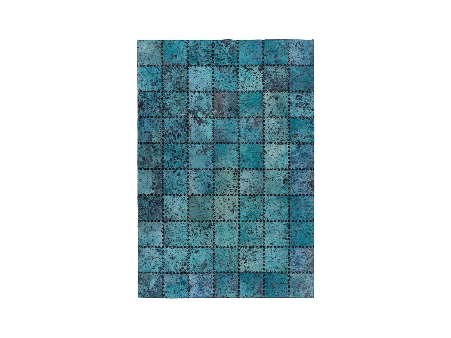 Tapis Patchwork en Cuir Fait Main "Voila" Turquoise 160 x 230 cm