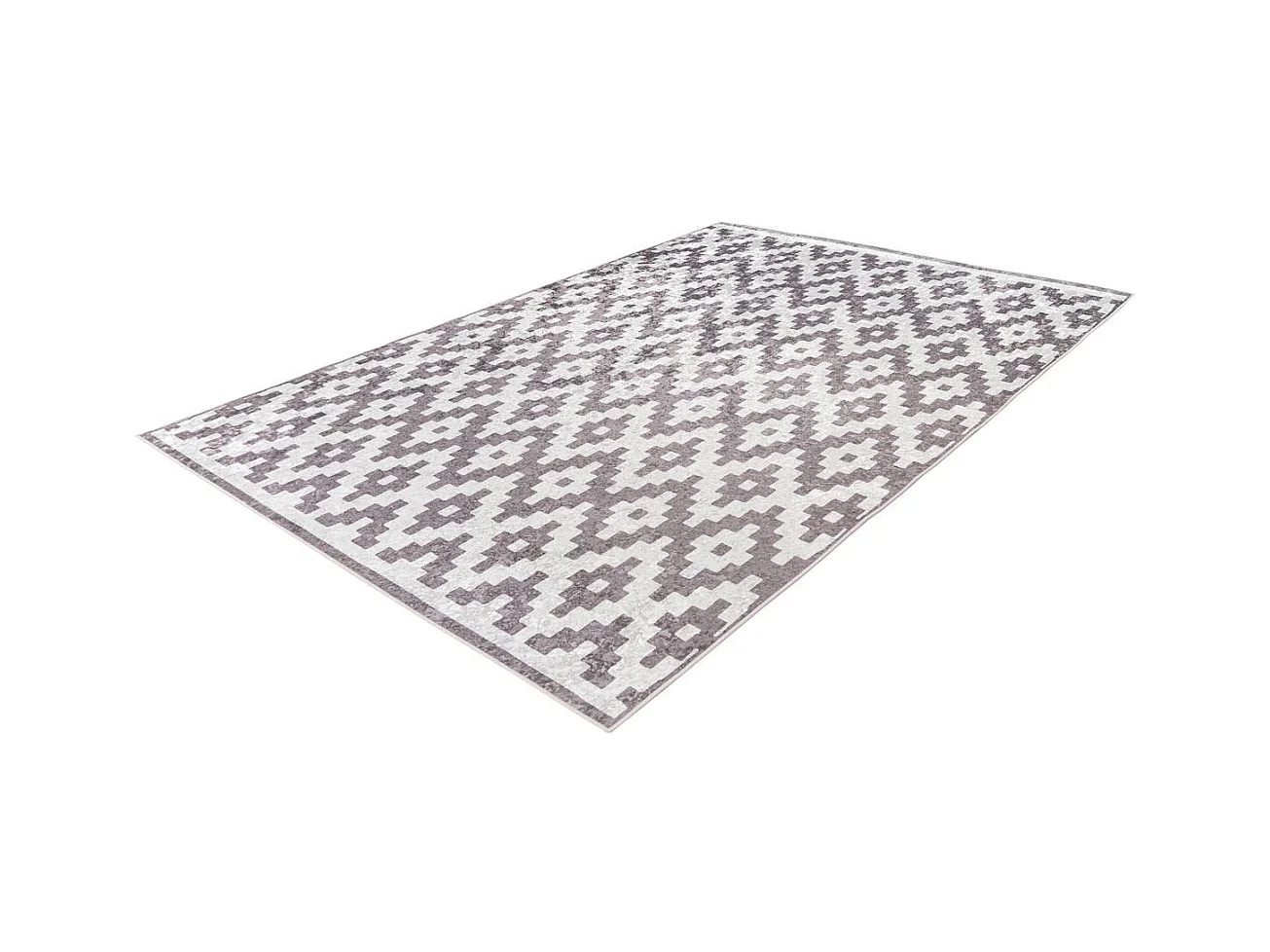 Tapis Géométrique à Poils Courts "Sally" Taupe 80 x 150 cm