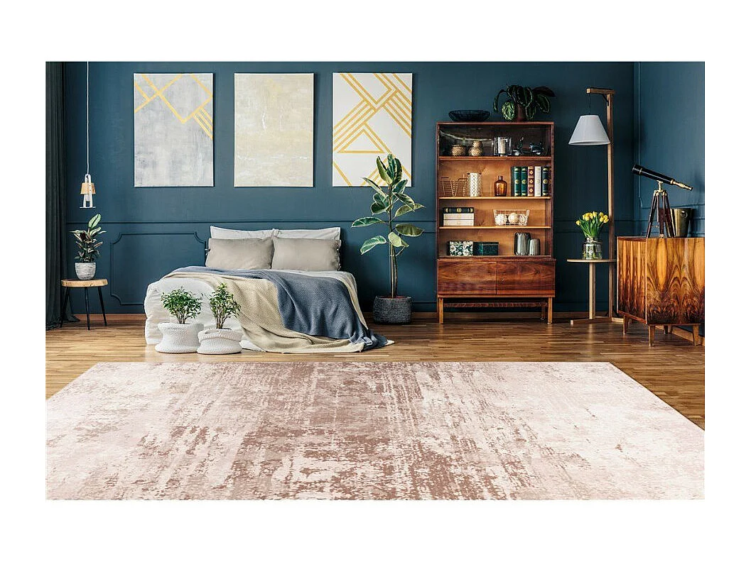 Tapis Tissé Rétro à Poils Plats "Saphira" Beige 80 x 150 cm