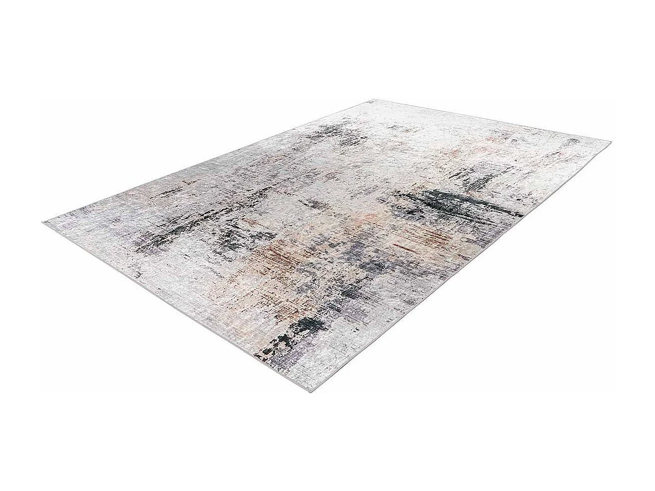 Tapis Vintage Imprimé à Poils Plats "Rhodin" Crème 80 x 150 cm