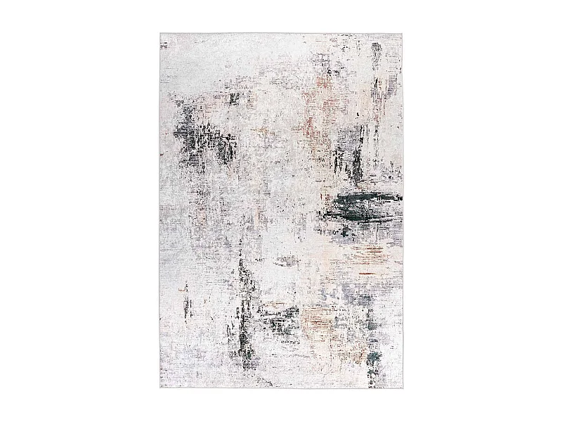 Tapis Vintage Imprimé à Poils Plats "Rhodin" Crème 80 x 150 cm