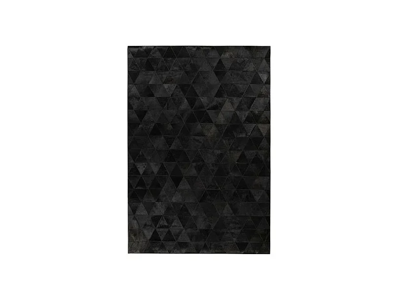 Tapis Fait Main en Cuir "Lavin VI" Noir 120 x 170 cm