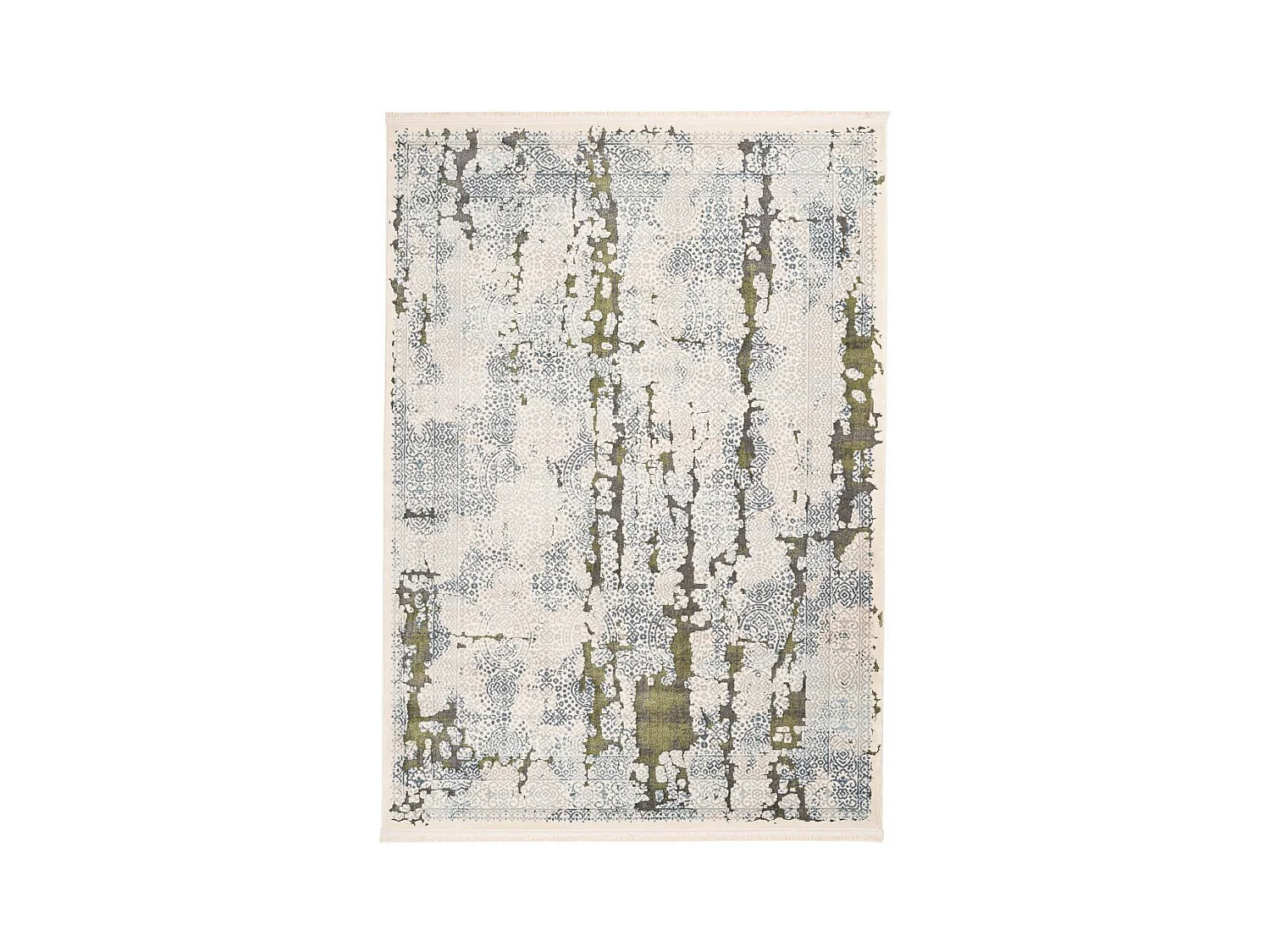 Tapis Imprimé Rétro Délavé "Palace" Gris & Vert 120 x 170 cm