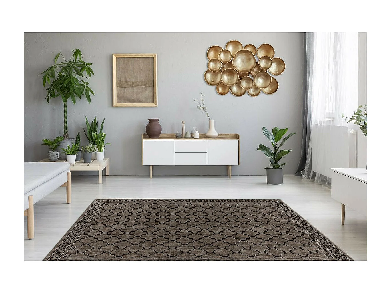 Tapis à Motifs à Poils Plats "Splash" Gris 80 x 150 cm