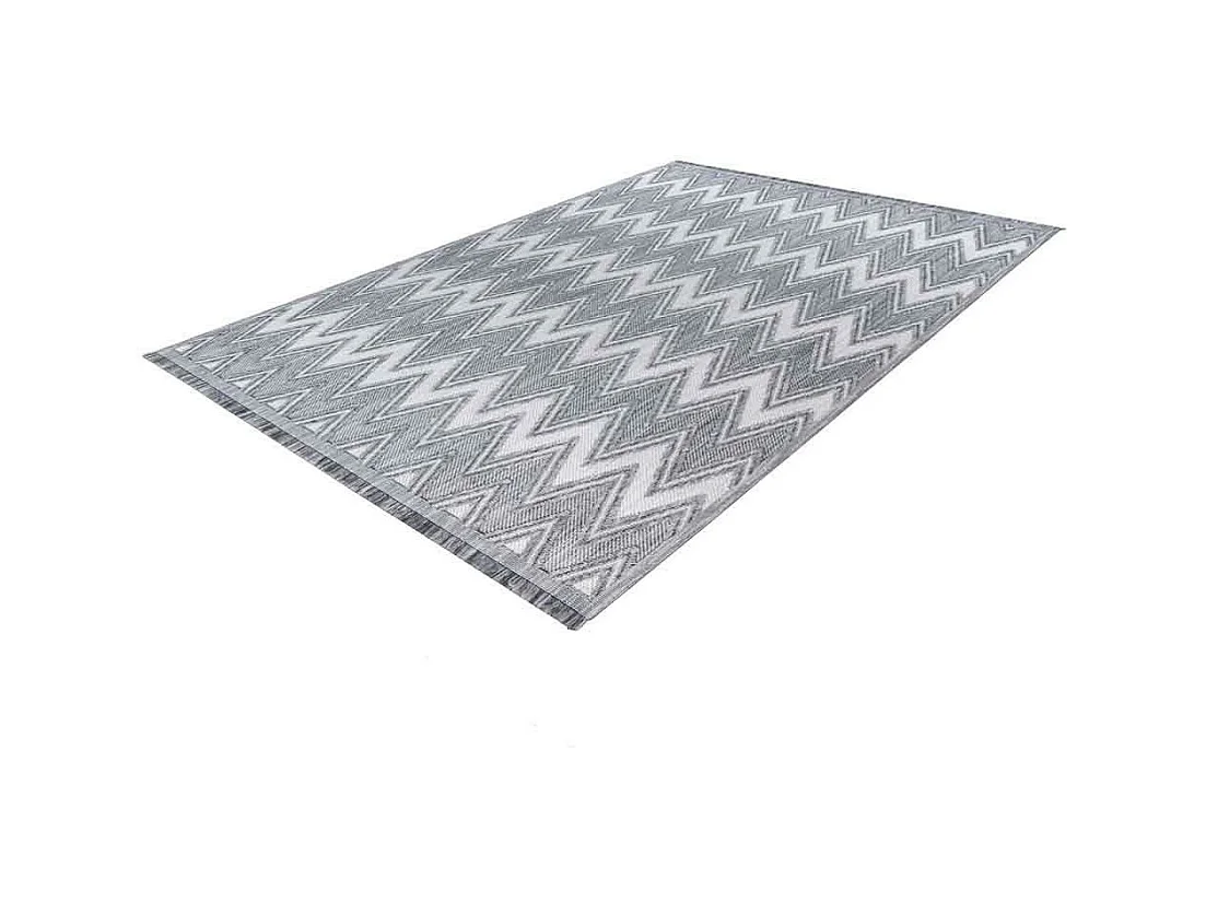 Tapis Tissé Ethnique à Poils Courts "Sarai" Gris 80 x 150 cm