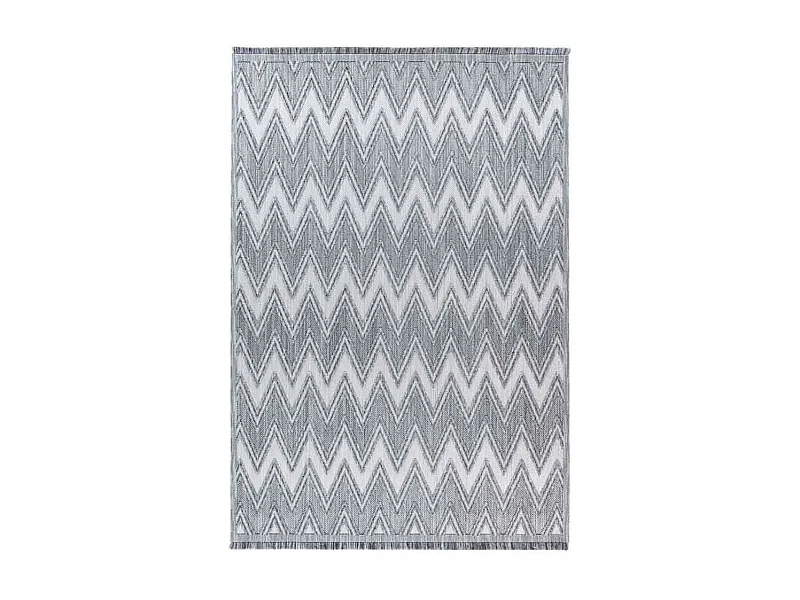 Tapis Tissé Ethnique à Poils Courts "Sarai" Gris 80 x 150 cm