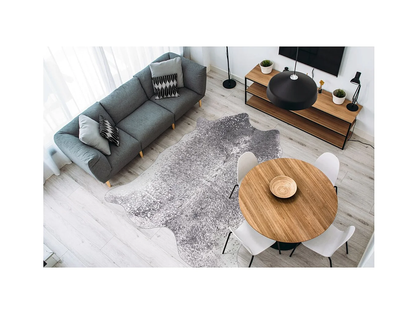 Tapis Motif Animal "Western" Argent & Marron 130 x 170 cm