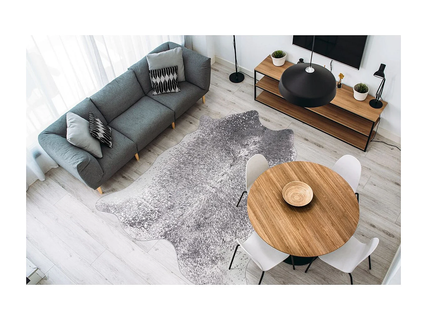 Tapis Motif Animal "Western" Argent & Marron 130 x 170 cm