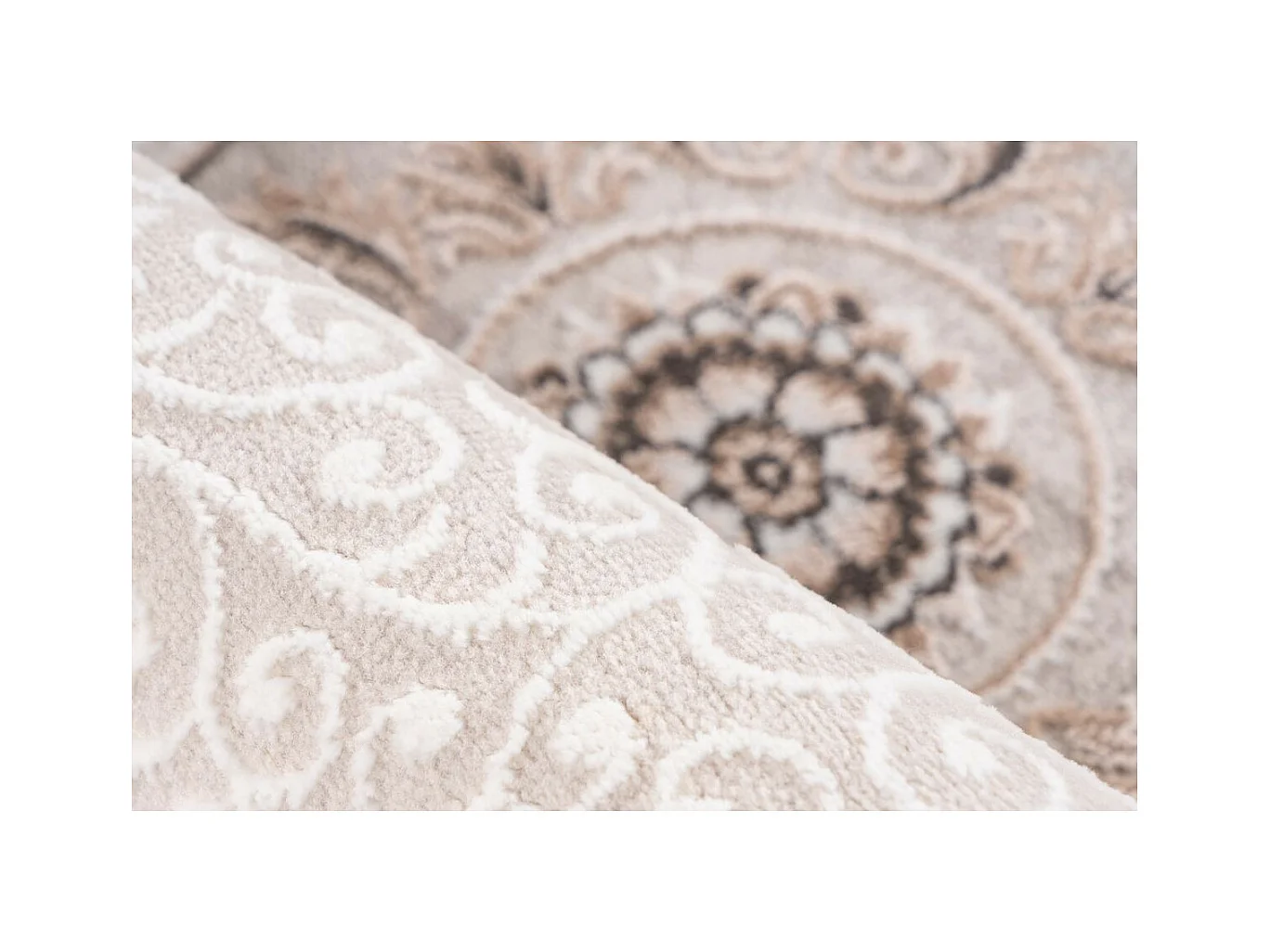 Tapis Vintage à Franges "Akropolis V" Gris & Argent 80 x 150 cm