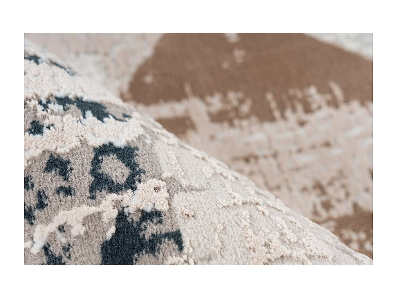 Tapis Géométrique à Franges "Akropolis II" Gris & Bleu 80 x 150 cm