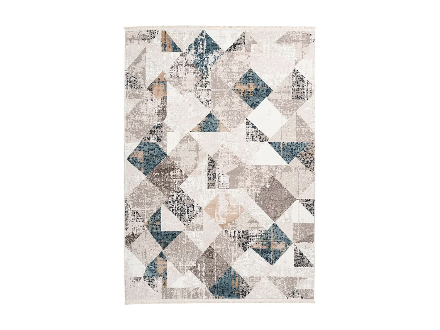 Tapis Géométrique à Franges "Akropolis II" Gris & Bleu 80 x 150 cm