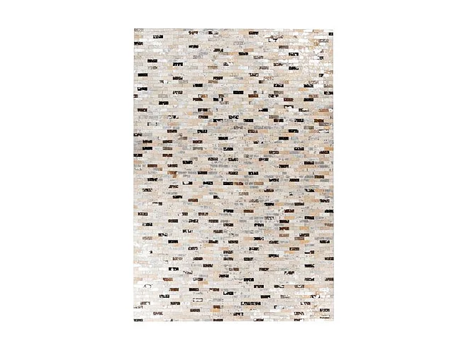 Tapis Fait Main en Cuir "Lavin VII" Noir & Multicolore 80 x 150 cm