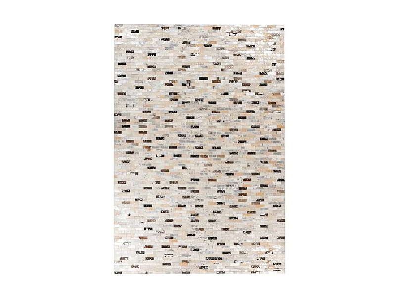 Tapis Fait Main en Cuir "Lavin VII" Noir & Multicolore 80 x 150 cm