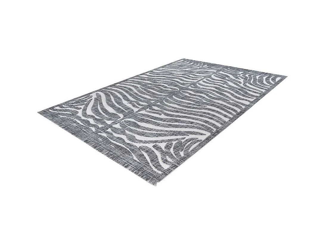 Tapis Tissé Ethnique à Poils Courts "Sarai II" Gris 120 x 170 cm