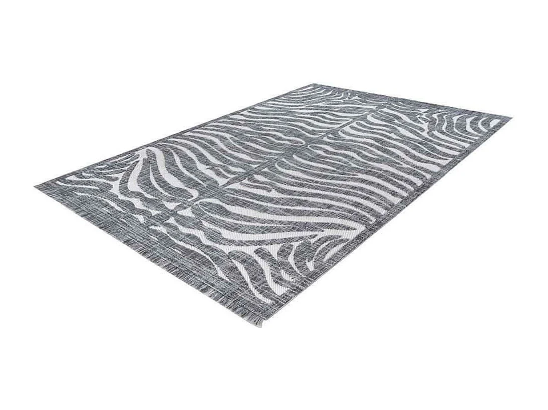 Tapis Tissé Ethnique à Poils Courts "Sarai II" Gris 120 x 170 cm