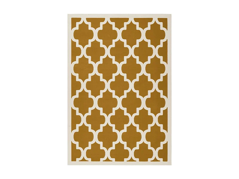 Tapis Vintage à Poils Courts "Manolya" Or & Ivoire 200 x 290 cm