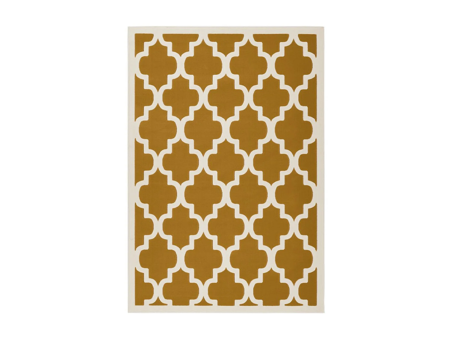 Tapis Vintage à Poils Courts "Manolya" Or & Ivoire 200 x 290 cm