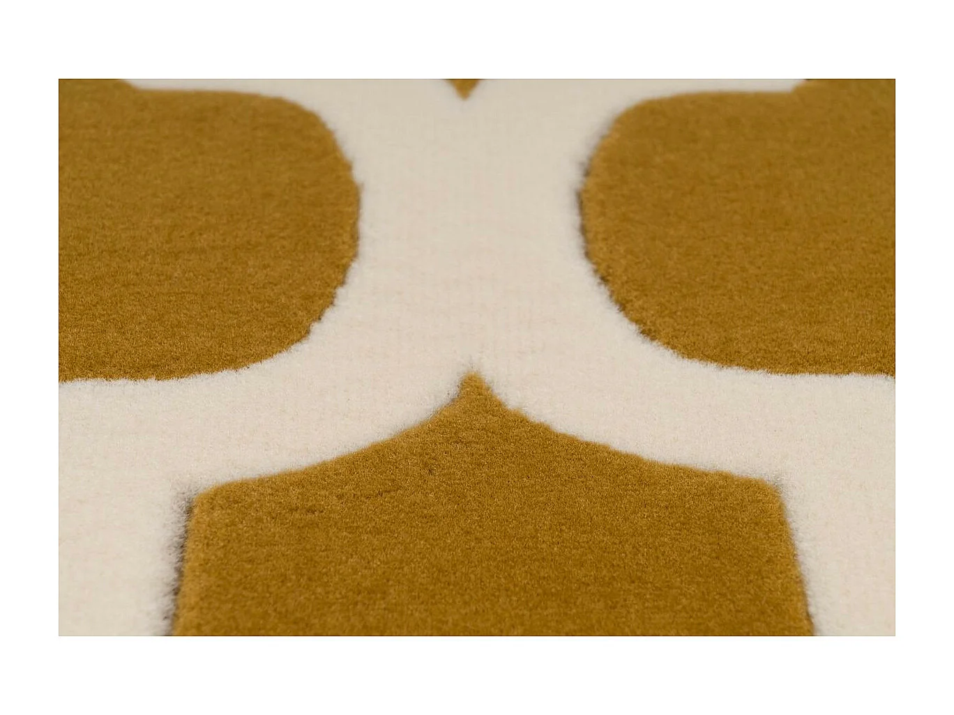 Tapis Vintage à Poils Courts "Manolya" Or & Ivoire 200 x 290 cm