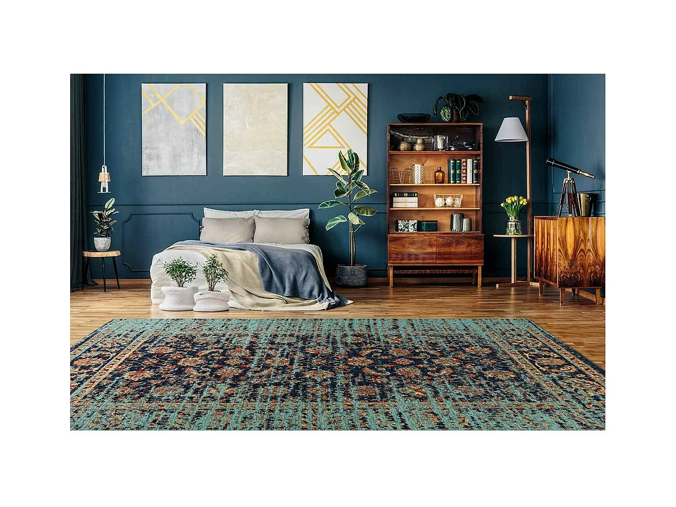 Tapis Tissé Vintage Oriental "Charme" Bleu 200 x 290 cm