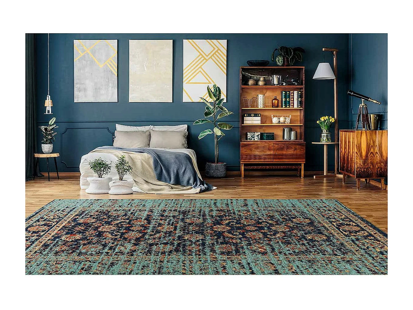 Tapis Tissé Vintage Oriental "Charme" Bleu 200 x 290 cm