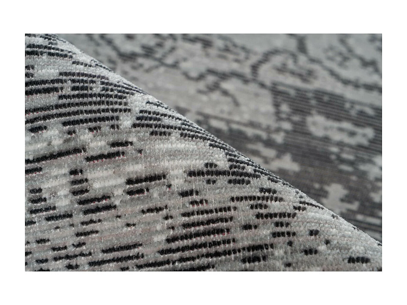 Tapis Vintage à Franges "Baroque VIII" Gris 120 x 170 cm