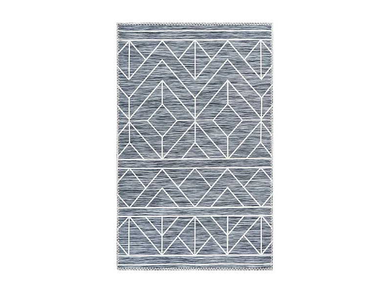 Tapis Tissé Imprimé à Poils Plats "Maya II" Anthracite 160 x 230 cm