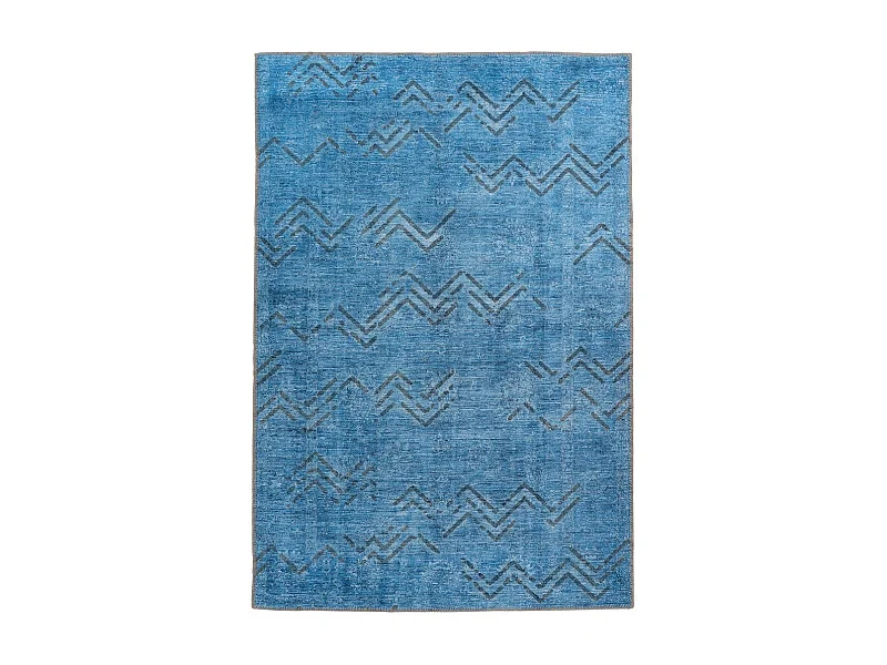 Tapis Tissé à Poils Courts "Antique" Bleu 120 x 180 cm