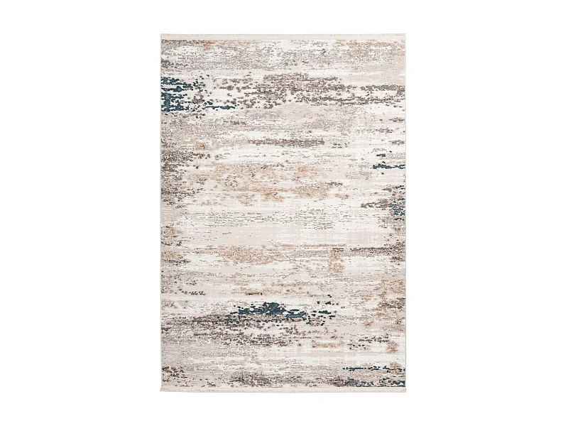 Tapis Vintage à Franges "Akropolis III" Gris & Bleu 120 x 180 cm