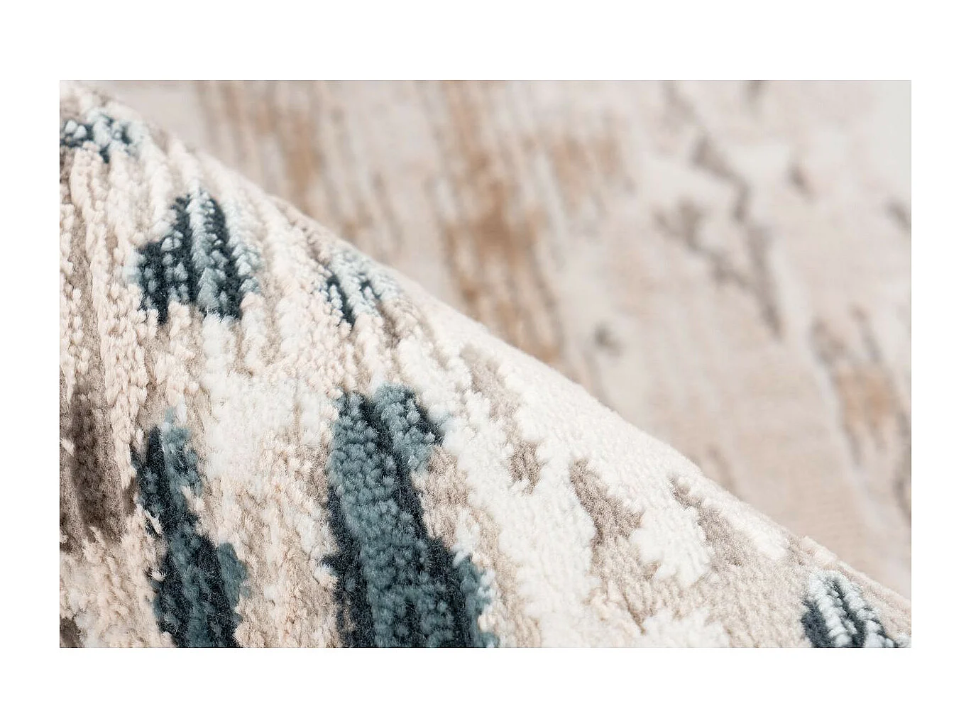 Tapis Vintage à Franges "Akropolis III" Gris & Bleu 120 x 180 cm